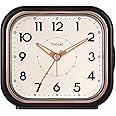 4.5" Vintage Retro Analog Alarm Clock, Super Silent Non Ticking Clock with Manual Light, Snooze, Battery Operated, Simply Design, for Living Room, Bedroom, Bedside, Desk(Black)