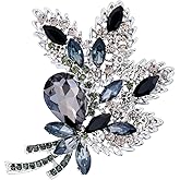 Axmerdal Crystal Rhinestone Flower Bouquet Brooch Pin, Gold Tone, Large