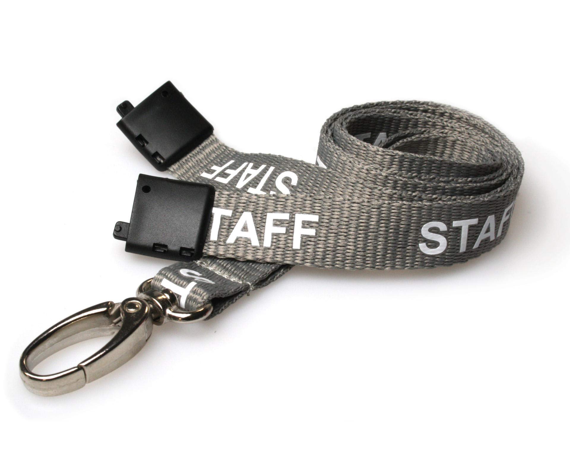 Grey Staff Lanyards for Staff ID with Safety Break and Metal Clip - Pack of 100