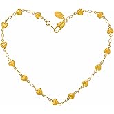 LIFETIME JEWELRY Womens Gold Anklet Solid Heart Link Ankle Bracelet 24k Real Gold Plated