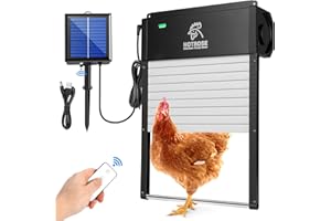 HOTROSE Automatic Chicken Coop Door, Solar Powered Chicken Door with Timer & Light Sensor, Full Aluminum and Weatherproof Multi-Modes Poultry Coop Door with Anti-Pinch Design