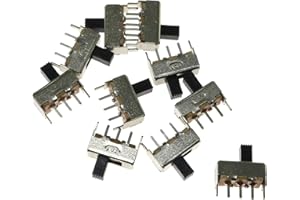 RLECS 10-Pack 2 Position 50V/0.5A DC Vertical Slide Switch On/Off 3 Pin PCB Panel for Arduino SPDT 1P2T