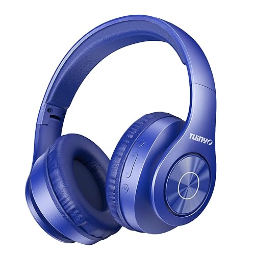 TUINYO Bluetooth Headphones Wireless, Over Ear Stereo Wireless Headset 40H  Playtime with deep bass, Soft Memory-Protein Earmuffs, Built-in Mic Wired 