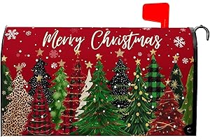 VentuCoven Merry Christmas Mail Box Covers Magnetic Standard Size 21x18 inch Xmas Tree Mailbox Cover Winter Snowflake Post Letter Box Cover for Outside Garden Yard