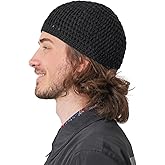 Mens Cotton Beanie Skull Cap - Crochet Kufi Prayer Hat Knit Sensitive Skin Chemo