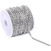 33Feet Stainless Steel Chunky Curb Chains Twisted Links Chain Bulk with Spool for Jewelry Making
