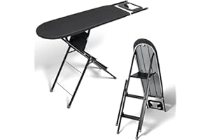 Duwee 13" ×39" Ironing Board & Ladder with Iron Rest,2 in 1 Multifunction Ironing Boards with Heat Resistant Cover and Thicke