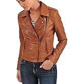 LEATHER FARM Women's Lambskin Leather Bomber Biker Jacket