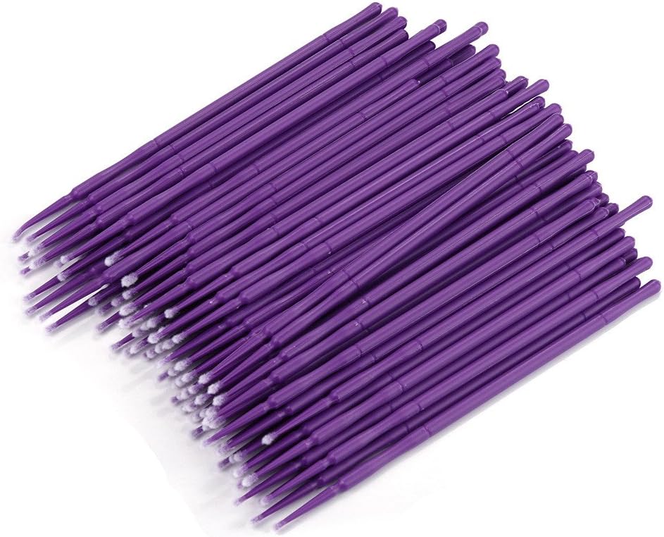 FTXJ 100Pcs Disposable Microblading Micro Swab Lint Free Tattoo Permanent Brushes (Purple)