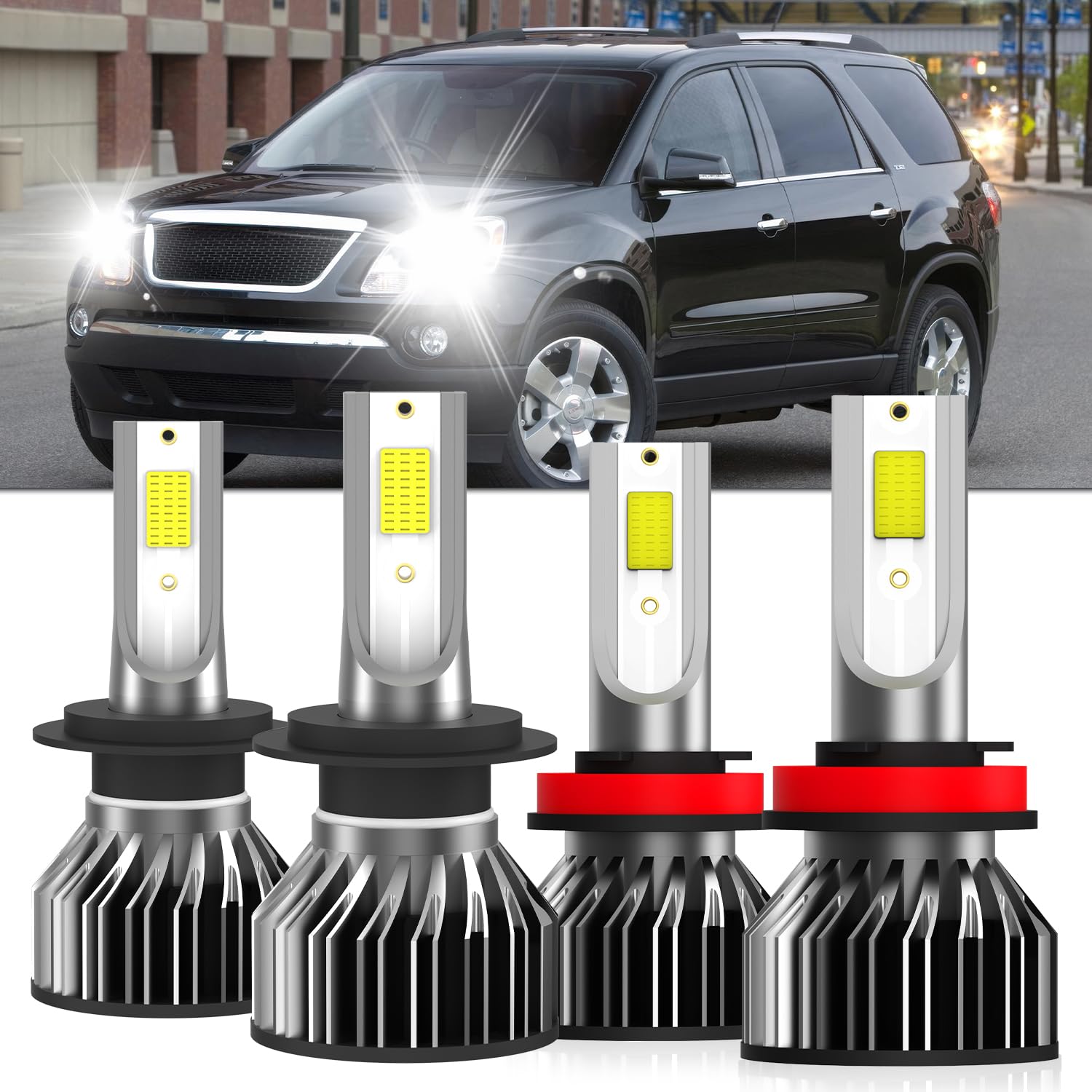Photo 1 of XG Glitter Lights Fit For GMC Acadia 2007-2012, H7 High Beam H11 Low Beam, High Power 6500K White Light, Plug & Play, Pack of 4