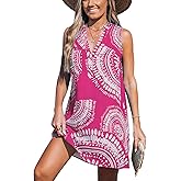 CUPSHE Swimsuit Coverup for Women V Neck Beachwear Sleeveless Beach Dress with Chest Pocket