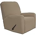 Easy-Going Recliner Stretch Sofa Slipcover Sofa Cover 4-Pieces Furniture Protector Couch Soft with Elastic Bottom Kids, Spandex Jacquard Fabric Small Checks(Recliner,Natural)