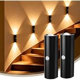 DEXULESA Motion Sensor Wall Light, Magnetic Rechargeable Wall Sconces | Wall Sconces Battery Operated with 3 Colors &amp; Dimmable, Wireless Wall Sconces for Stair Bedroom Hallway Bathroom - 2 Pack
