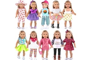 ebuddy 10 Sets 18 Inch Doll Clothes and Accessories - Fashion Outfits Fit For 18 inch Dolls 18 Inch Doll