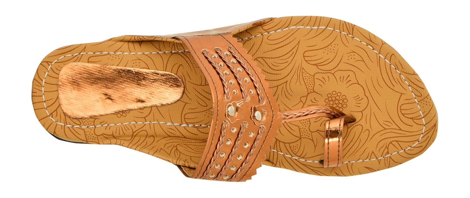 women's copper colore kolhapuri slipper