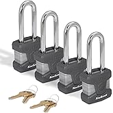 Kwikset SmartKey Re-Keyable Laminated Steel Padlock, 4-Pack, Silver | Re-Key in Seconds Without Removing the Lock; Keyed Alike Set with 2 in Body and 2-1/2 in Shackle for Gates