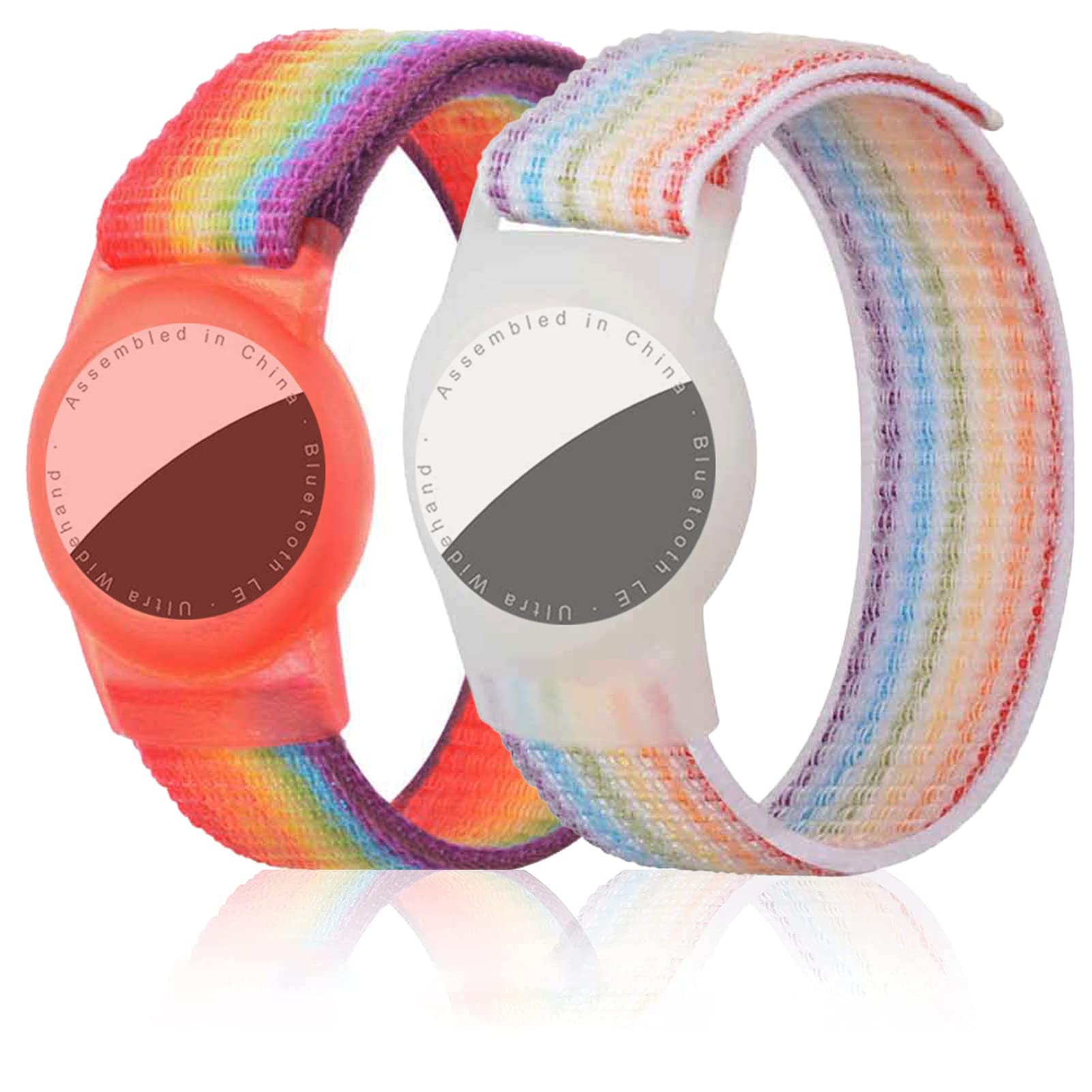 Dingfeiyu Pack of 2 Children's Airtag Scratch-Resistant GPS Airtag Bracelet for Children or Adults (Rainbow Colour x 2) — image 1
