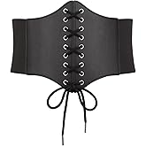 TRIWORKS Corset Belt for Women, Lace Up Elastic Waist Belt,Tied Waspie Corset Belts for Women Halloween Costume