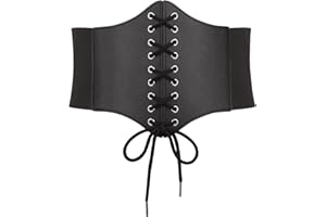 TRIWORKS Corset Belt for Women, Lace Up Elastic Waist Belt,Tied Waspie Corset Belts for Women Halloween Costume
