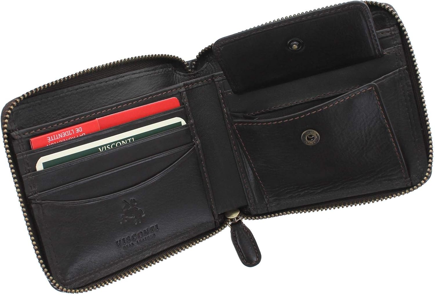 VISCONTI Heritage Camden Zip Around Leather Wallet RFID and Tap and Go HT14 Chocolate - Image 5