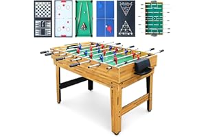 Seydrey 8-in-1 Combo Game Table Set for Home, Game Room, Friends & Family w/Hockey, Foosball, Pool, Shuffleboard, Ping Pong, Chess, Bowling, and Backgammon