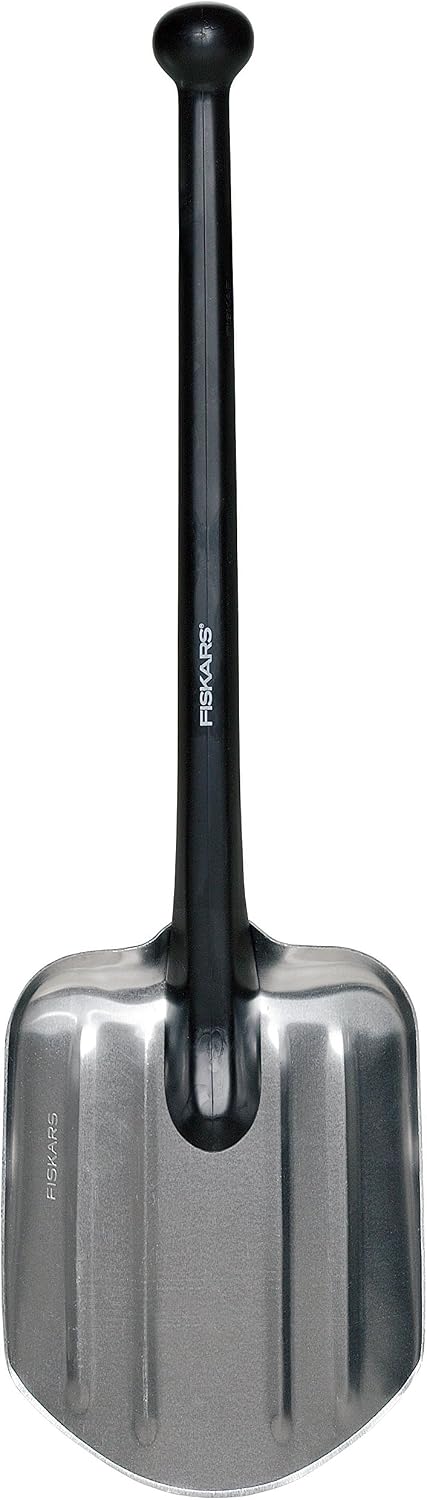 Fiskars Universal Shovel, Length: 70 cm, Weight: 479 g, Aluminium Leaf/Plastic Handle, Black, 1001574, Silver, 70x20.5x13 cm