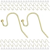 BEADNOVA Earring Hooks 150pcs Gold Ball Dot Ear Wire with Rubber Backs Earwire for Jewelry Making Earring Supplies (150pcs Ear Wire and 150 pcs Backs, Total 300pcs)