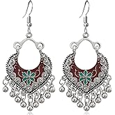 Vintage Boho Statement Chandelier Geometry Dangle Drop Earrings Bohemian Ethnic Handmade Beaded Charms Earring for Women Jewelry Gift