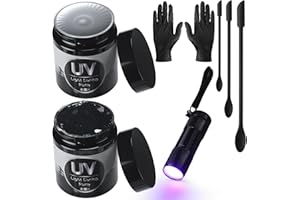 LOUNSWEER 16 Pcs UV Resin Clay Kit for 3D Prints Include 200g UV Light Curing Putty Rechargeable 395nm Flashlight Disposable Gloves Silicone Applicator Fast Curing in Seconds for Crafts Repair 3D Print Fixes