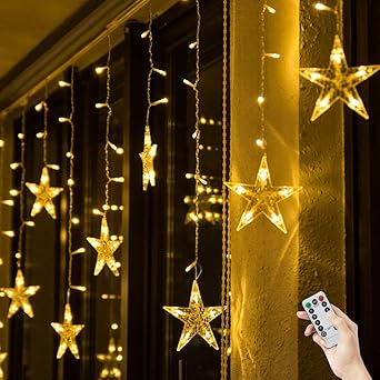 Bloomwin Christmas Star String Light Indoor Led Curtain Icicle