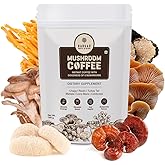 Bargad Mushroom Coffee | 6 Adaptogen Mushrooms | Premium Instant Coffee with Benefits of Lion's Mane, Chaga & Turkey Tail for Better Focus, Immune Support, Energy, Digestion & Skin | 30 Servings