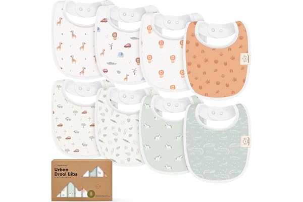 KeaBabies 8-Pack Organic Baby Bibs for Drooling and Teething (Wilderness) | Soft Cotton Bibs for Baby Girl, Boy, Extra Absorb