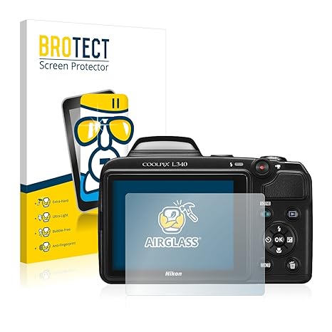 BROTECT Panzerglas Schutzfolie für Nikon Coolpix L340 - Flexibles Airglass, 9H Härte, Anti-Kratzer