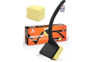 MEKER Grill Brush Bristle Free, Grill Cleaner Brush with 3 BBQ Replacement Head, Seamless Scraper Tool for Cast Iron, Stainless Steel Grates, Safe Grill Scraper Outdoor BBQ Grill, Black