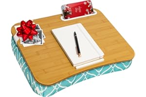 LAPGEAR Designer Lap Desk with Phone Holder and Device Ledge - Aqua Trellis - Fits up to 15.6 Inch Laptops - Style No. 45422