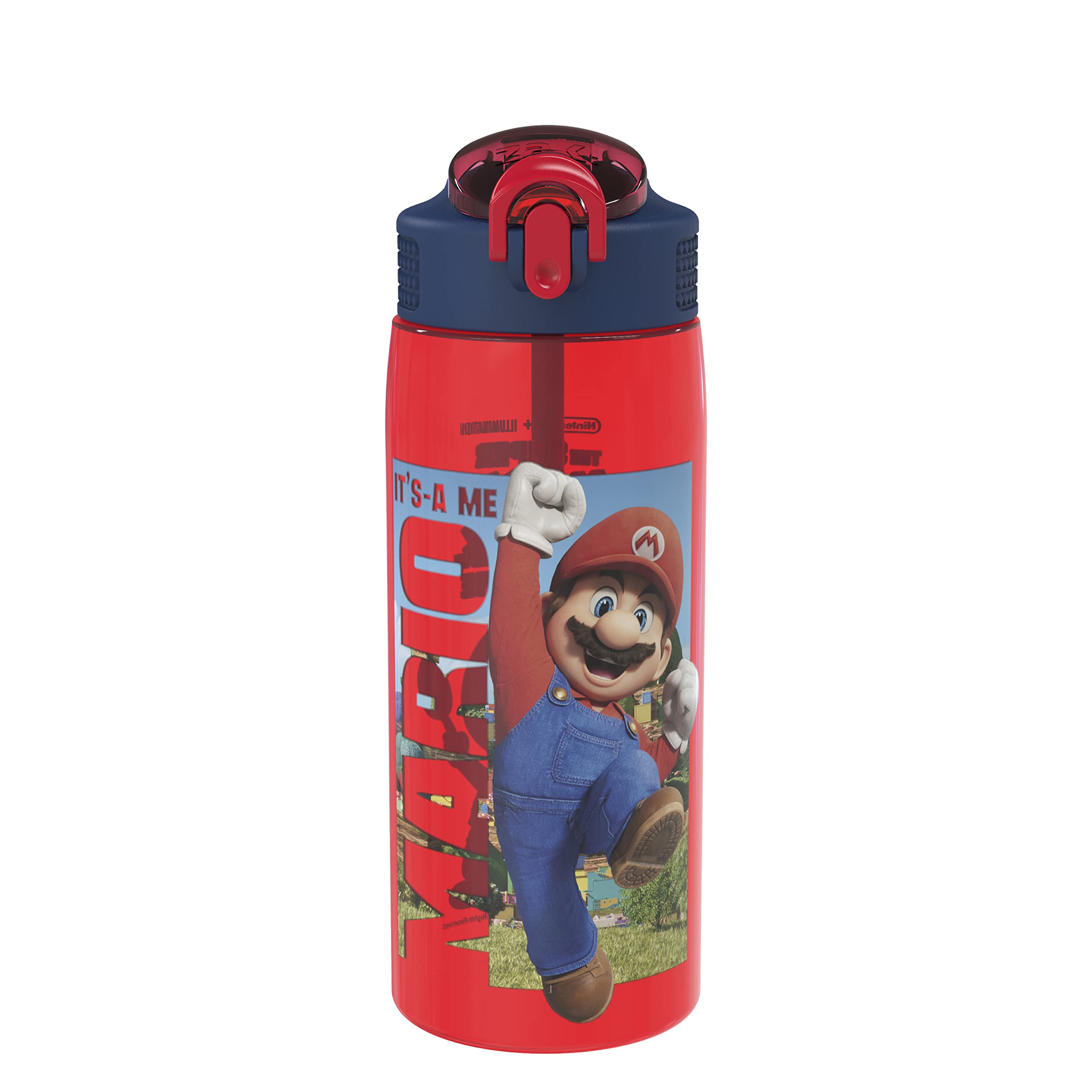 Photo 1 of Zak Designs The Super Mario Bros. Movie Water Bottle For School or Travel, 25 oz Durable Plastic Water Bottle With Straw, Handle, and Leak-Proof, Pop-Up Spout Cover (Mario, Toad)