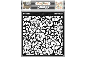 CrafTreat Flower Stencils for Painting on Wood, Canvas, Paper, Fabric, Floor, Wall and Tile - Anemone Background - 6x6 Inches - Reusable DIY Art and Craft Stencils for Painting Flowers