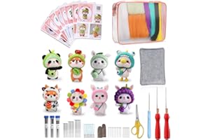 BAGERLA Needle Felting Kit for Beginner, Wool Felting Tool Kits Includes 8 Pcs Animal Instructions Felting Pad Needle Felting Basic Tools for DIY Felting Starters