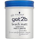 got2b Beach Styling Paste for Matte Surfer Looks, Hair Wax for Men for Scratching, Texturing or Taming without Gluing, Medium Hold (100 ml), Pack of 1