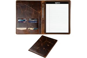 Leather Portfolio Padfolio Folder Binder Organizer Folio Business Portfolio for Men Women Professional Legal Notepad Notebook ELIZO