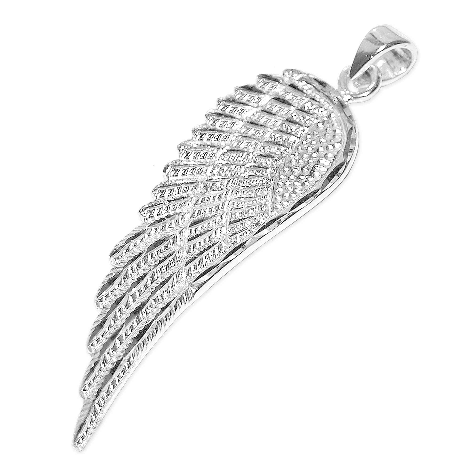Clever Jewellery Silver Diamanté Pendant in Rhodium-Plated 36 Sterling Silver Large Angel Wings Pendant