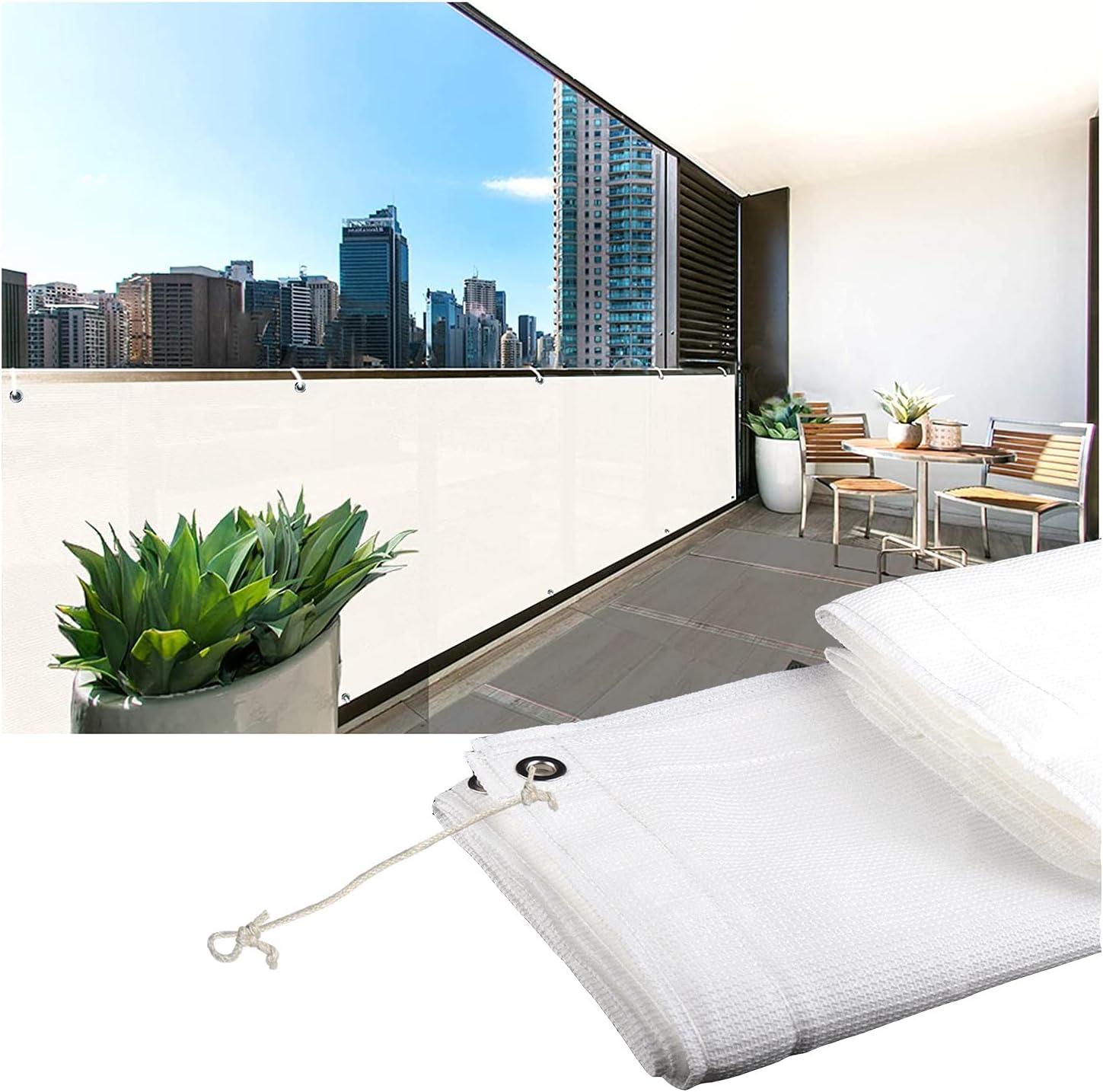 Balcony Privacy Screen, 165gsm HDPE Safety Net With Grommet, Outdoor