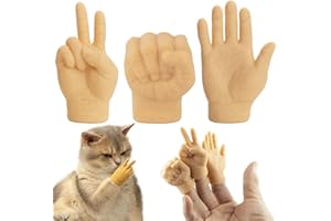 TSXUREPAW Mini Hands for Cats, 3Pcs Cat Paws Tiny Hands Miniature Finger Puppets, Mini Gloves Funny Pet Interactive Toys, Stretchable Rubber Little Small Hands for Kittens & Puppies