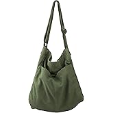 Canvas Hobo Crossbody Shoulder Tote Bag for Women and Men W/Multi-pocket Casual Purse Messenger Bags Travel Work