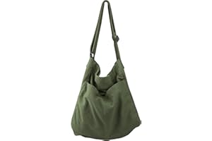 NATINSA Canvas Hobo Crossbody Shoulder Tote Bag for Women and Men W/Multi-pocket Casual Purse Messenger Bags Travel Work