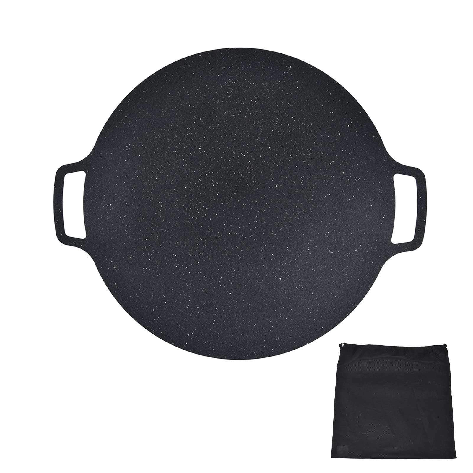 Korean BBQ Grill Pan，Iron Round Grill Pan Nonstick Heat Resistant Round Grilling Tray for Pork Belly Pancakes(41CM)