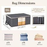 Lifewit 3 Pack 35L Clothes Storage Bins with Lids, Clear Window, Handles view 2