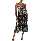 Lulus Linda Corset MIDI Dress for Women Romantic Rose Print Sweetheart Neckline A-Line Formal Cocktail Party