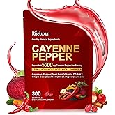RiseLuxun 12-in-1 Cayenne Pepper Capsules Supplement*, 5000mg Per Serving Containing | Vitamin D3 K2+E & Extracts of Grape Seed, Hawthorn, Beetroot, Berberine Other Extracts