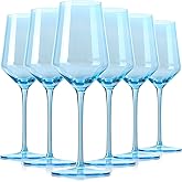 Physkoa Blue Wine Glasses Set 6 - Lake Blue Wine Glasses with Long Stem and Thin Rim,Perfect Blue Wine Stemware for Valentine's Day 15oz